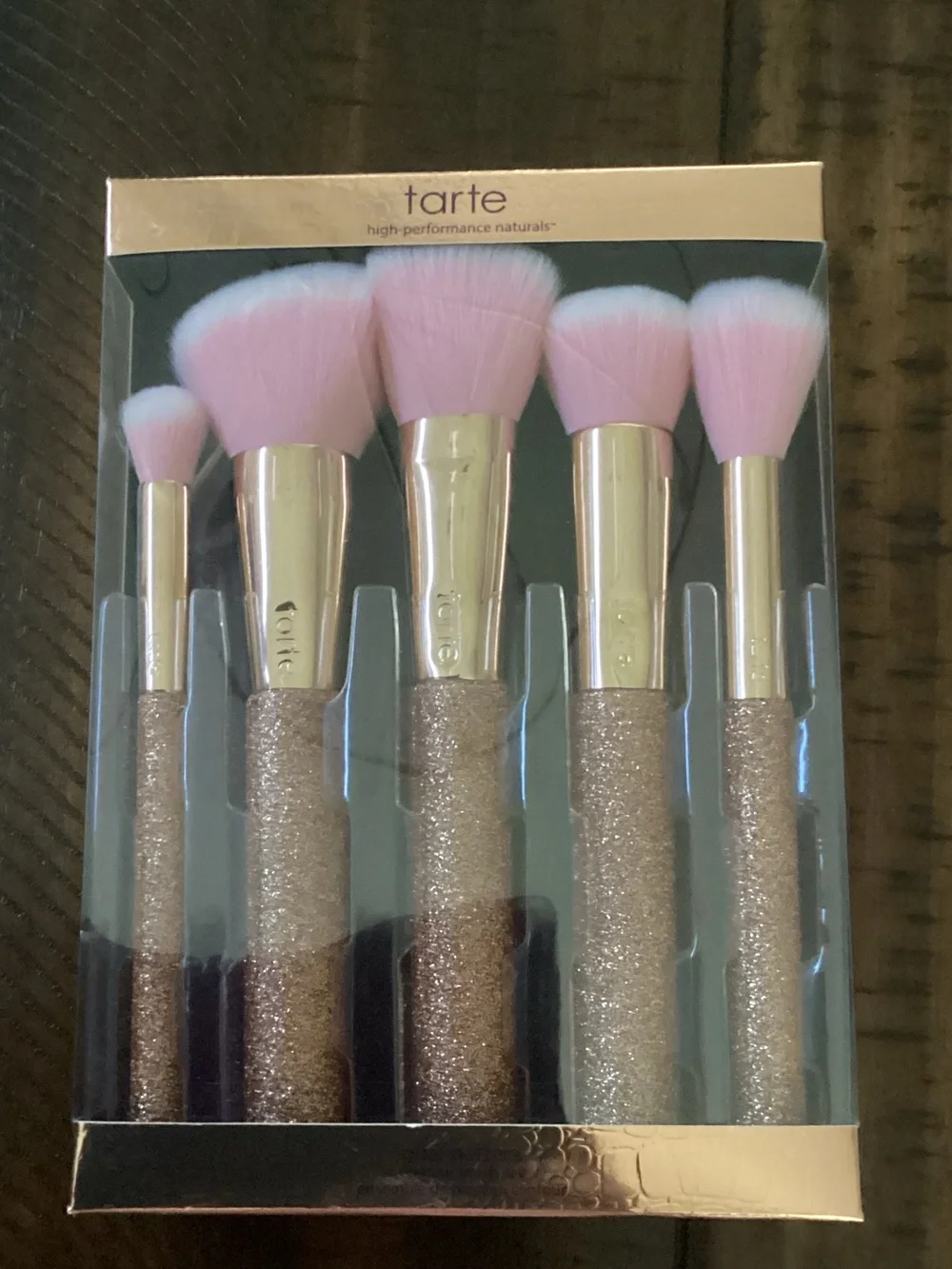 tarte Pink & Rose Gold 5-Piece Glitter Handle Makeup Brush Set